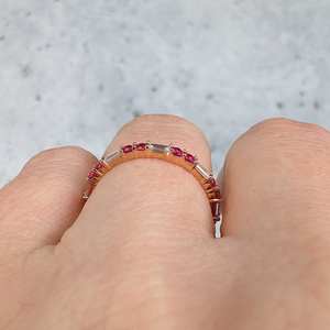 Ruby Baguette Eternity <b>Ring</b> Toryn Half Three Quarters Full <b>Stacking</b> Wedding <b>Ring</b> 925 Sterling Silver 14K Gold Plated - Product Image 2