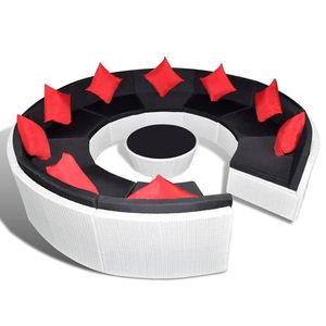 Juego de 10 Muebles de Jardín para Patio en Blanco, Negro y Rojo - Product Image 2