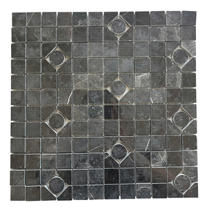 Mosaico de piedra cuadrado negro moderno, pulido, resistente al agua, para pared interior de baño, diseño contemporáneo - Product Image 1