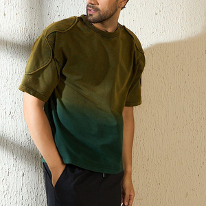 T-shirt décontracté en coton pour homme, col rond, coupe classique, manches courtes, couleur unie, tricoté, respirant, turquoise - Product Image 1