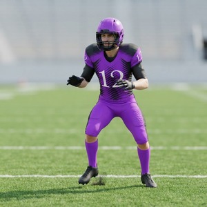 Custom Sublimation American Football Uniform <b>Purple</b> Black Men Adult Breathable Jersey Pants Helmet Gloves <b>Socks</b> Set - Product Image 1