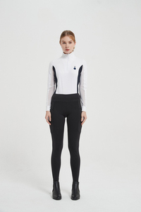 Pantalones de equitación para mujer con agarre de silicona en todo el asiento, elásticos, con logo frontal, cintura alta, cómodos para entrenamiento. - Product Image 5