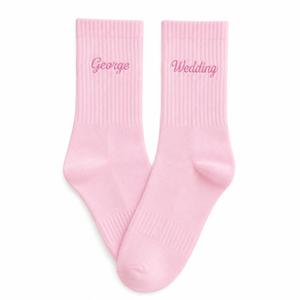 New Arrived Custom Design Pink Crew <b>Socks</b> With Custom Name Embroidery <b>Wedding</b> Party Gift <b>Socks</b> - Product Image 1
