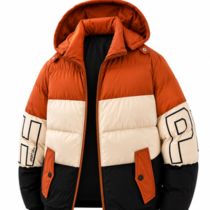 Chaqueta de Invierno para Hombre con Capucha y Bloques de Color, Cuello Alto, Cierre de Cremallera, Deportiva, Resistente al Viento, Relleno de Poliéster, Corte Regular - Product Image 5