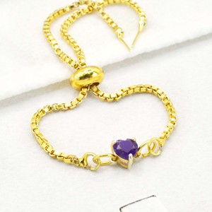 Peridot Quartz Heart Bracelet Gold Plated Prong <b>Set</b> Adjustable Slider Gemstone Bracelet Handmade Birthstone Jewelry - Product Image 5