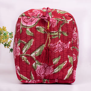 Juego de Bolsas de Maquillaje de Algodón con Estampado Floral, Ecológicas, Colgantes, para Mujer, Portátiles, de Gran Capacidad, para Guardar Cosméticos de Viaje - Product Image 4