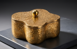 Boîte de rangement de luxe pour fruits secs en or brossé de qualité supérieure, à quatre compartiments, avec bouton sphérique, organisateur alimentaire en fer blanc - Product Image 4