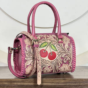 Bolso de Hombro Cruzado de Cuero Repujado Hecho a Mano de Lujo con Diseño de Cereza para Mujer, Duradero, a la Moda, para Viajes, Venta Caliente - Product Image 4