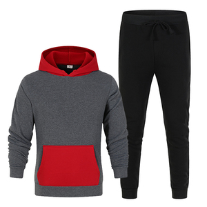 Conjunto Deportivo Unisex con Capucha en Negro y Azul, Sudadera Larga Informal, Pantalones Deportivos con Cordón, Color Sólido, Algodón/Poliéster - Product Image 5