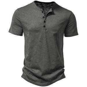 T-shirt Henley pour homme, tissu léger, fabrication sur mesure, faible MOQ, prix d'usine, expédition mondiale, qualité garantie - Product Image 1
