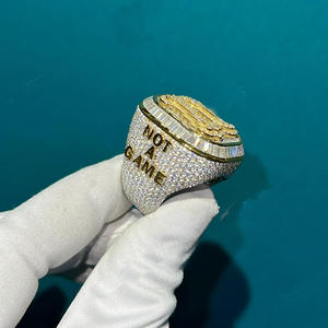 Anillo Champion de Plata de Ley 925 con Baño de Rodio, Clúster Completo de Moissanita, Estilo Hip Hop, Personalizado, Regalo de Aniversario de Bodas - Product Image 2