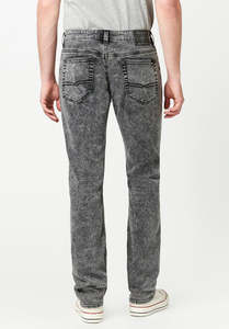 Jean droit mi-taille pour homme, délavé à l'acide, coupe droite, en denim de coton écologique, résistant à la décoloration, toutes saisons - Product Image 3