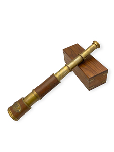 Elegant 20 Inch Antique <b>Brass</b> Leather Mounted Spyglass <b>Telescope</b> with Leather Case Vintage Nautical Display Accessory Creative - Product Image 1