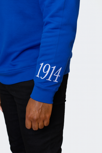 Sudadera de chenilla HBCU Zeta Educated, azul real con bordado blanco, personalizada, 100% algodón, ropa urbana para mujer, diseño frontal de hermandad griega - Product Image 4