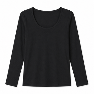Camiseta de Manga Larga para Mujer, Cuello Redondo, Tejido de Punto, Color Sólido, Uso Diario Informal, Diseño Personalizado, Fabricante OEM/ODM - Product Image 3