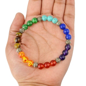 Unisex Multicolor Natural Crystal Stone 7 Chakra 8 mm <b>Beads</b> Bracelet for Healing and <b>Meditation</b> - Product Image 2