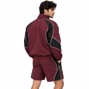 Trendy Maroon Eco-friendly <b>Track</b> Hoodies Casual <b>Jacket</b> Rhinestone Panel Windbreaker Shorts Zip-Up Breathable Wholesale USA Bulk - Product Image 3