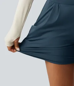 Shorts en lin/coton respirants et unis à taille mi-haute personnalisés pour femmes - Product Image 4