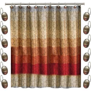 Ensemble de rideaux de douche Miramar 12 pièces avec un décor moderne, classique, luxueux et contemporain, comprend des crochets contemporains - Product Image 1