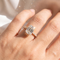 Bague de fiançailles en diamant de laboratoire taille radiant, certifiée IGI, or jaune 14 carats, pavé, bijoux fins pour femme, vente chaude