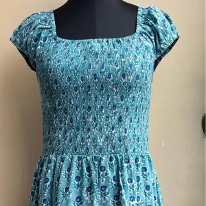 Vestido largo Vintage de algodón indio floral, túnica con cuello cuadrado estampado a mano, correa ajustable, cuello cuadrado, vestido sin mangas - Product Image 1