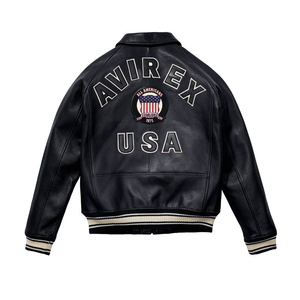 Veste en cuir Avirex de haute qualité, broderie streetwear, cuir de vache véritable, vestes Avirex pour hommes pour l'hiver - Product Image 2