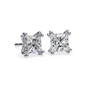 Boucles d'oreilles en or massif 14 carats avec diamants Moissanite taille princesse 6x6 mm, 3 carats au total, bijoux de luxe pour femme, cadeau - Product Image 5