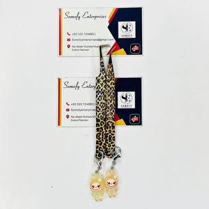 Somofy Enterprises Eyelash Tweezers Stainless Steel Precision Tip with <b>Leopard</b> <b>Print</b> Strap Labubu Charm Perfect Grip 10mm Length - Product Image 2