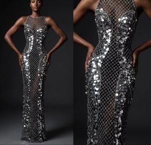 Robe de soirée de luxe personnalisée brodée argentée, tenue de cérémonie, fabricant, commandes en gros - Product Image 2