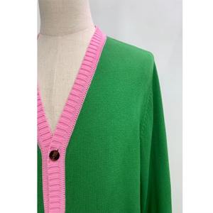 Cárdigan de Punto Personalizado al por Mayor, Estilo Casual Otoñal, con Apliques de Patchwork y Logotipo Frontal para Mujer - Product Image 5