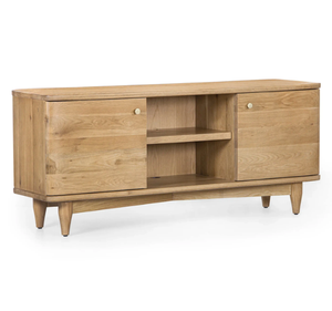 Luxury Mid-Century Natural Finish Solid Teak Wood <b>TV</b> <b>Stand</b> Component Cabinet Wholesale Retro Credenza Media Console - Product Image 1