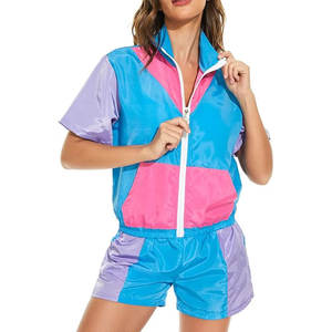 Women Winter Solid Stand Collar Outdoor Windbreaker Short Set Waterproof Quick Dry Tracksuit for <b>Travel</b> - Product Image 1