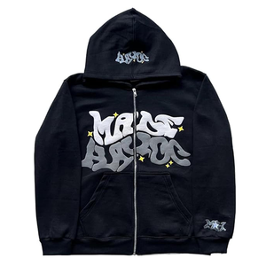 Sweat à capuche zippé pour homme personnalisé OEM, broderie chenille, impression 3D en mousse, logo personnalisé sur le devant, en coton French Terry, séchage rapide, hiver, OEM 202 - Product Image 3