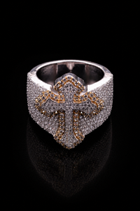 Handcrafted Exclusive Two Tone <b>Cross</b> <b>Ring</b> Full Iced Moissanite Diamond Pave Setting Hip Hop Fashion Jewelry Gift for Man's - Product Image 5