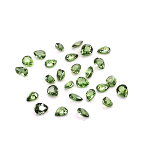 Saphirs verts naturels non traités, taille poire 3x4mm, pierres précieuses de saphir vert naturel facetté pour la création de bijoux - Product Image 3