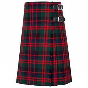 Kilt écossais MacDonald pour homme, rouge, noir, vert, à carreaux, avec ceinture en cuir et boucle latérale - Product Image 4
