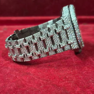 Reloj Mecánico de Lujo Personalizado de Alta Gama, Estilo Antiguo, Hip Hop, para Hombre, con Moissanita Amarilla Brillante, Acero Inoxidable, Correa de Cuero y Zafiro - Product Image 1