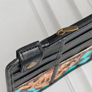 Cartera Larga de Cuero Genuino con Cierre de Cremallera, Paneles con Estampado Animal y Floral, Diseño Multifuncional y Moderno - Product Image 5