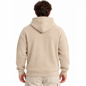 Sweat à capuche en maille gaufrée pour homme, décontracté, à manches longues, thermique, streetwear, pour sports d'hiver, personnalisable, vente en gros de vêtements - Product Image 6