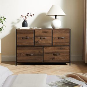 Commode de rangement en tissu à 5 tiroirs, 40 pouces de large, pour chambre à coucher, marron (lot de 2) - Product Image 2