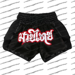 Pantalones Cortos de Muay Thai 2026, Negros, para Boxeo, Hombres y Mujeres, Satén, Artes Marciales, Ropa de Gimnasio, Combate en Jaula, Grappling - Product Image 1