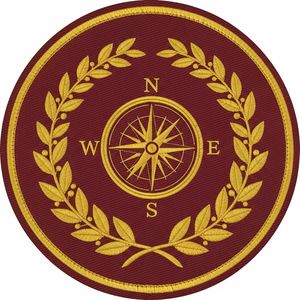 Écusson de Franc-Maçonnerie : Rose de la Vierge et Couronne de Laurier, Brodé Or et Bordeaux, à Coudre, pour Uniforme Rituels et Insignes - Product Image 1