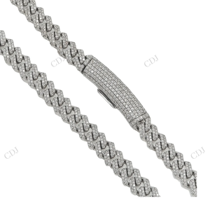 Collier Hip-Hop pour Homme en Argent Sterling Plaqué Or, Chaîne Cubaine Moissanite Entièrement Sertie de 6MM et 20 Pouces - Product Image 3