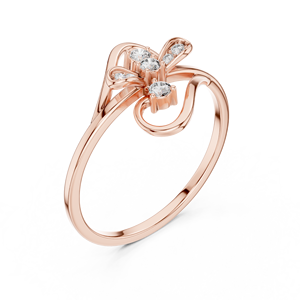 Anillo minimalista Spilt Fluid con diamante de corte redondo para mujer, banda a juego de oro macizo de 14k, para regalo, compromiso, aniversario, boda - Product Image 5