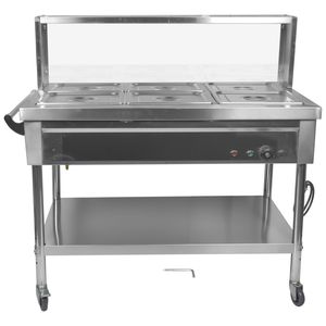 Scaldavivande Professionale a 6 Scomparti in Acciaio Inox, Tavolo Elettrico a Vapore per Buffet e Catering con Controllo Manuale della Temperatura - Product Image 2