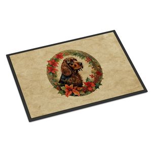 Felpudo de Flores Navideñas Antideslizante, Alfombra de Entrada Lavable de 18H X 27W para Interior y Exterior, Pila Baja para Puerta Delantera - Product Image 1