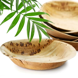 จานใบปาล์มอะเรก้าขนาด 5 นิ้ว แบบใช้แล้วทิ้ง ทำจากไม้ไผ่ ย่อยสลายได้ เป็นมิตรกับสิ่งแวดล้อม น้ำหนักเบา บรรจุภัณฑ์แบบแพ็คใหญ่ สำหรับงานปาร์ตี้ - Product Image 1