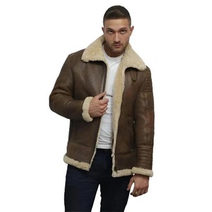 Men's Brown <b>Sheepskin</b> Flying <b>Jacket</b> - Product Image 5