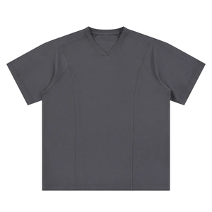 Casual Vintage Men's <b>T</b>-<b>shirt</b> 260g Heavyweight 100%Cotton <b>Wide</b> Rib Small <b>Neckline</b> Loose Large Dropped Shoulders Short Front - Product Image 5
