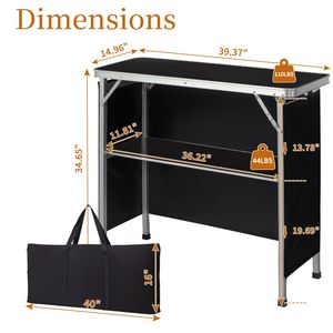 Tavolo Bar Pieghevole Portatile da Interno/Esterno con Ripiano e Borsa Nera per il Trasporto, Ideale per Fiere ed Eventi - Product Image 6